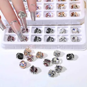 3D Stacked Rhinestone Nail Charms Luxury Multi Crystal Nail Art Jewelry for DIY Nail Art Design Decorations, Crafts, and Accessories (6 Colors 8 Pieces Each)