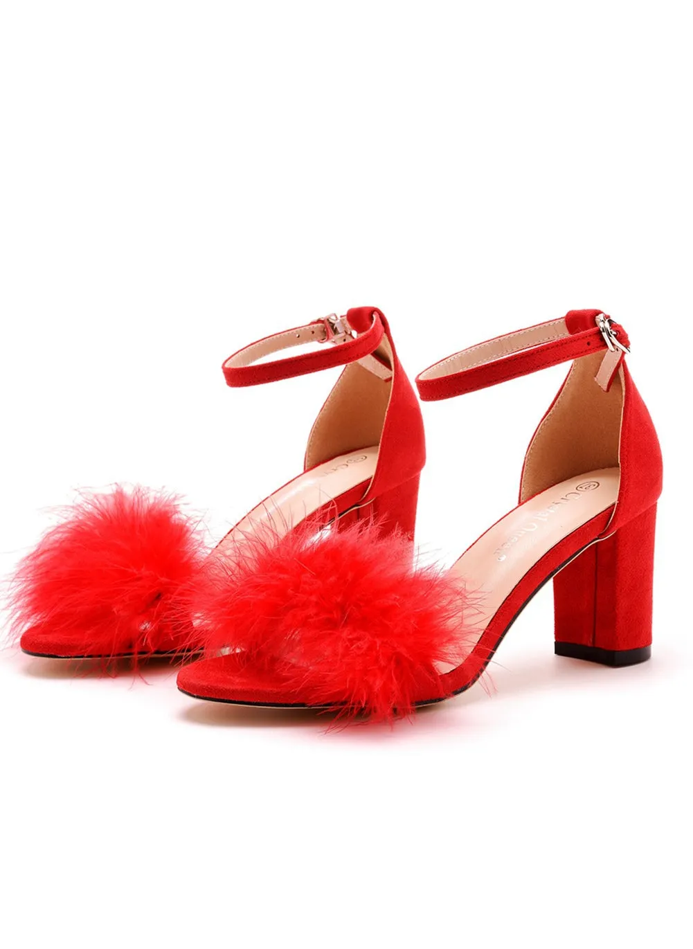 7 cm Thick Round-headed Feather Sandals