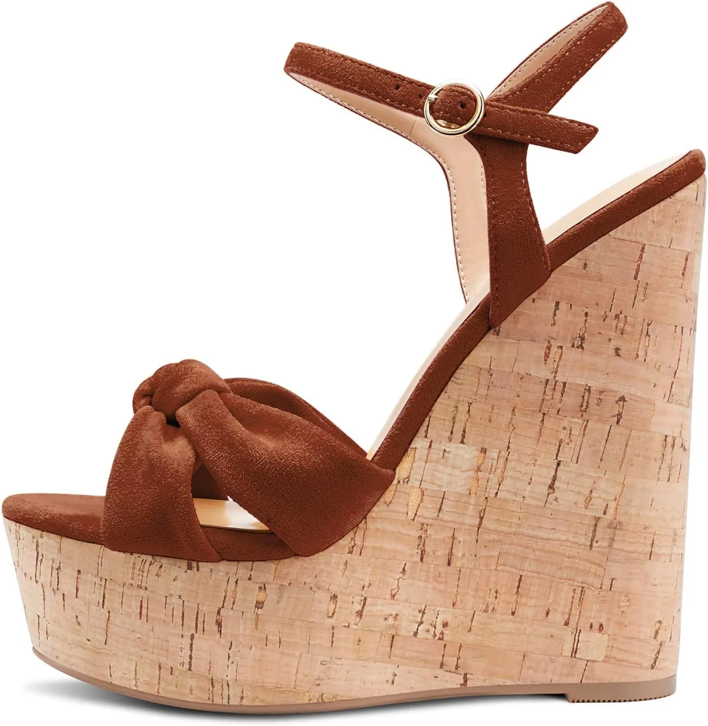 Aachcol Women Cork Wedge Sandals Platform High Heel Peep Open Toe Ankle Strap Slingback Clear Dress Shoes Classic Cute