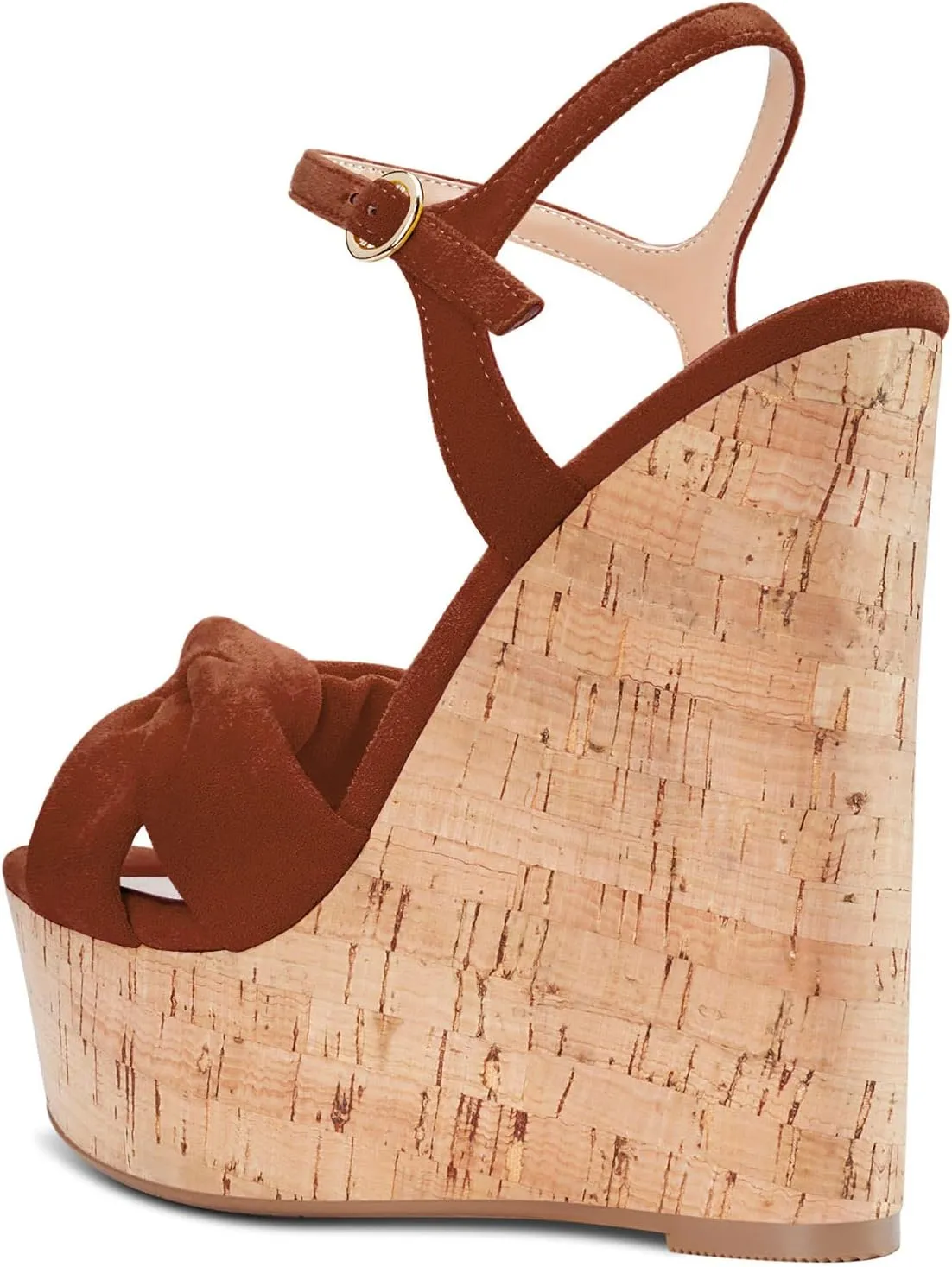 Aachcol Women Cork Wedge Sandals Platform High Heel Peep Open Toe Ankle Strap Slingback Clear Dress Shoes Classic Cute