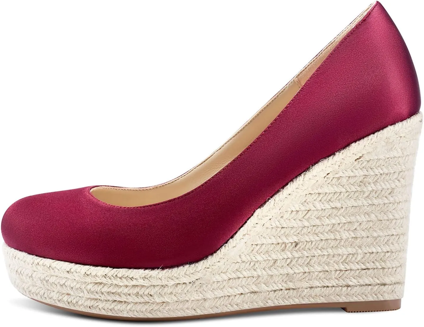 Aachcol Women Platform Wedge Pumps High Heel Close Round Toe Slip-on Dress Shoes Wedding Party 4 Inch