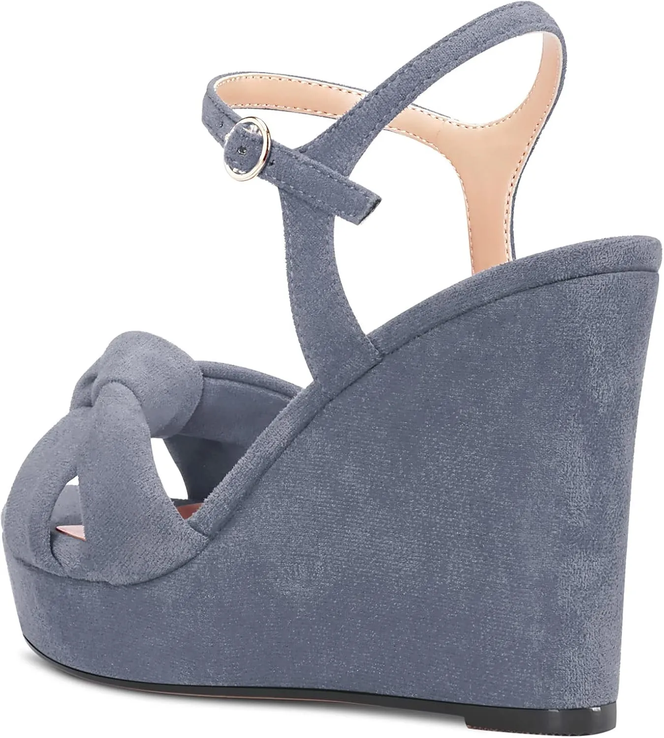 Aachcol Women Platform Wedge Sandals Peep Open Toe Slingback Ankle Strap High Heel Dress Shoes Suede Wedding Shopping 4 Inch