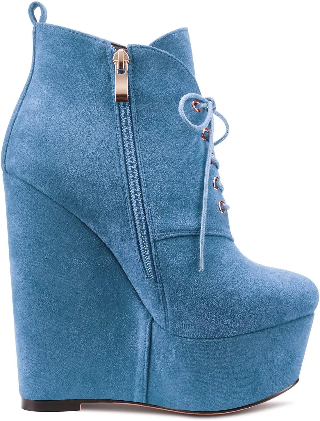 Aachcol Women Wedge Ankle Boots Close Round Toe Platform Chunky Block Heel Cute Classic 6 Inch