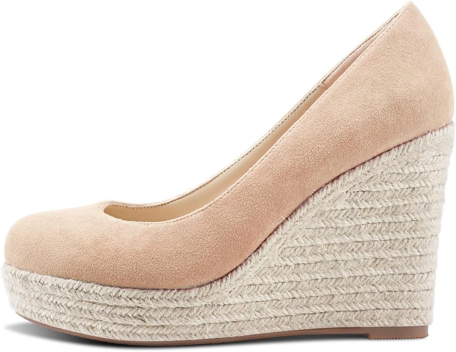 Aachcol Women Wedge Pumps Braid Platform High Heel Close Round Toe Sandals Slip-on Dress Shoes Classic Wedding Party 4 Inche