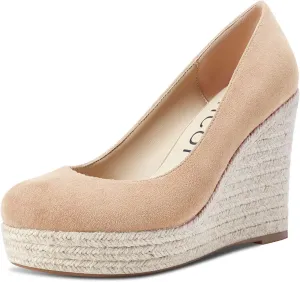 Aachcol Women Wedge Pumps Braid Platform High Heel Close Round Toe Sandals Slip-on Dress Shoes Classic Wedding Party 4 Inche