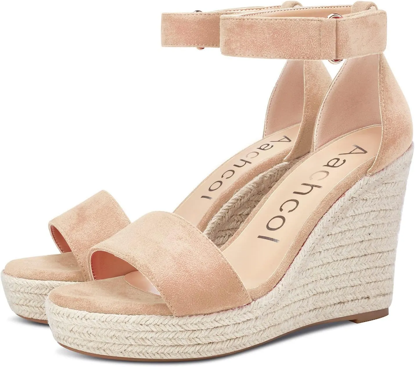 Aachcol Women Wedge Sandals Ankle Strap Platform Open Toe High Heel Classic Cute Dress Shoes 4 Inch