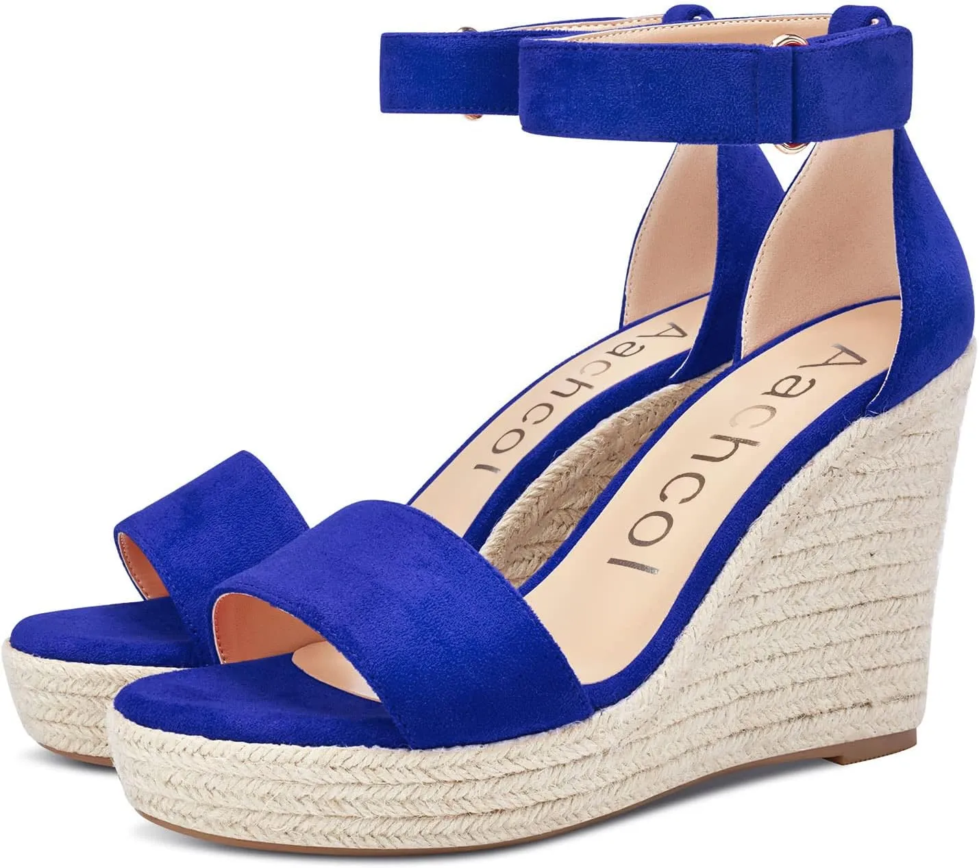 Aachcol Women Wedge Sandals Ankle Strap Platform Open Toe High Heel Classic Cute Dress Shoes 4 Inch