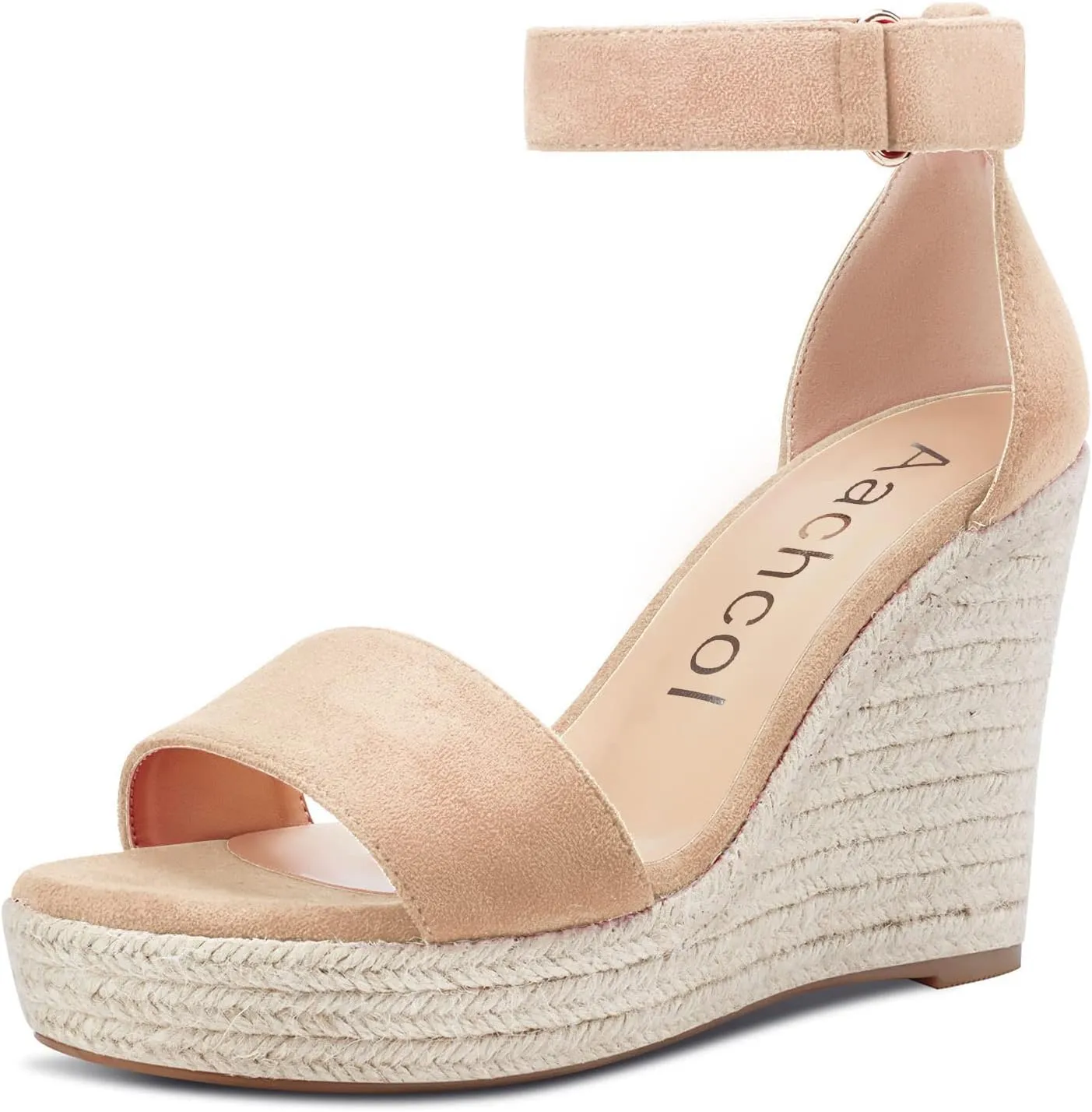 Aachcol Women Wedge Sandals Ankle Strap Platform Open Toe High Heel Classic Cute Dress Shoes 4 Inch