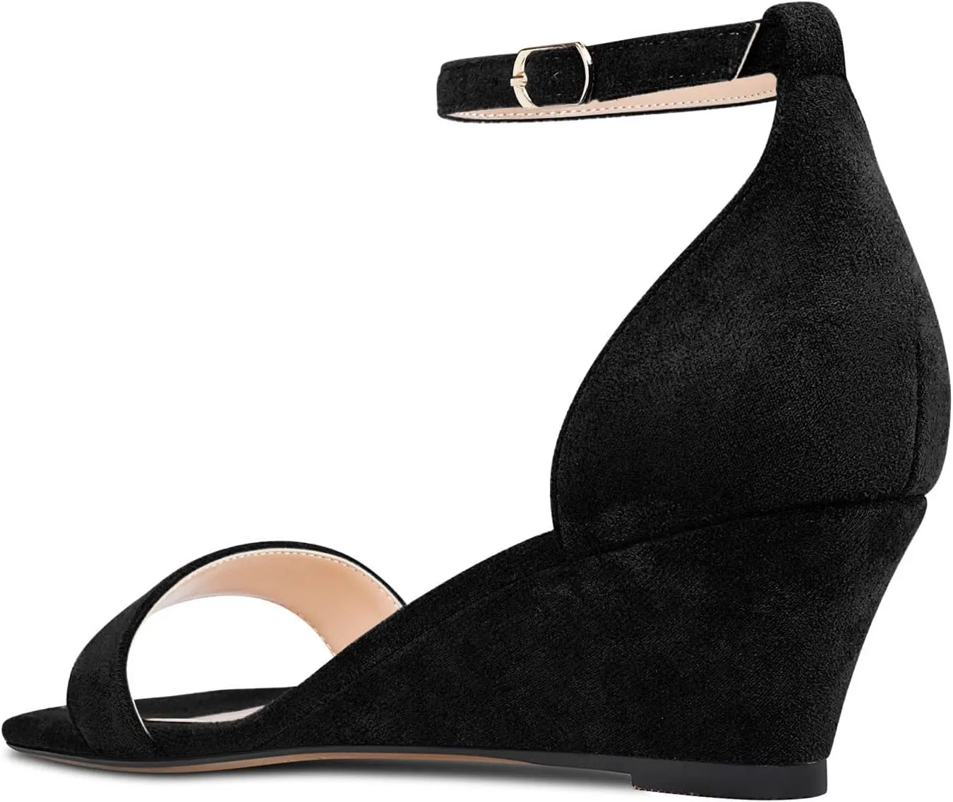 Aachcol Women Wedge Sandals Square Open Toe Mid Low Heel Ankle Strap Dress Shoes 2 Inch
