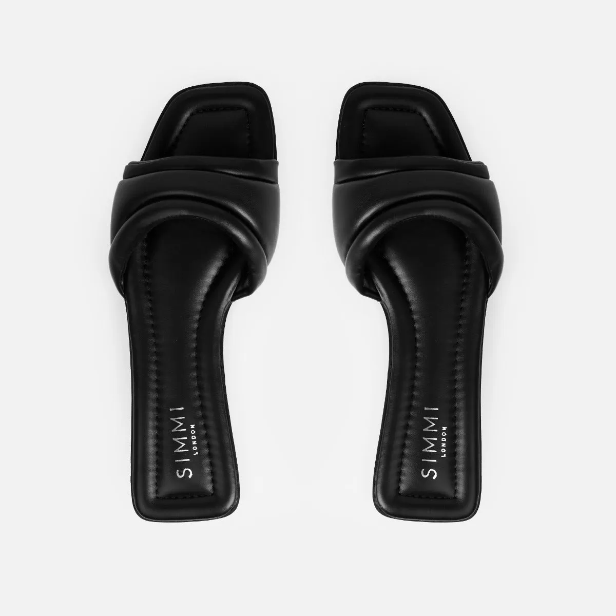 Aila Black Padded Flat Sandals