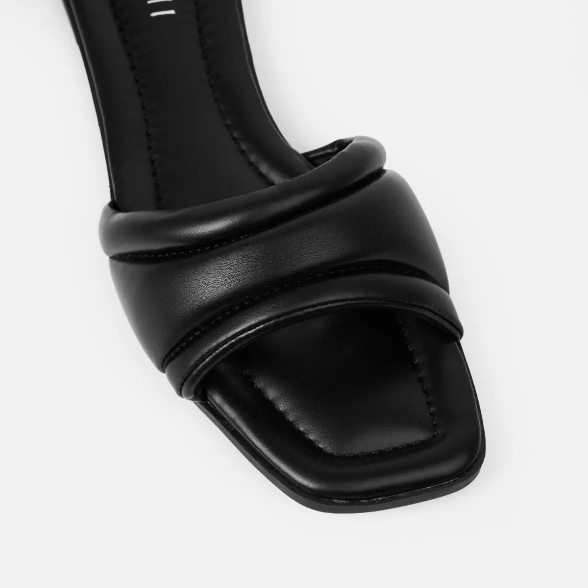 Aila Black Padded Flat Sandals