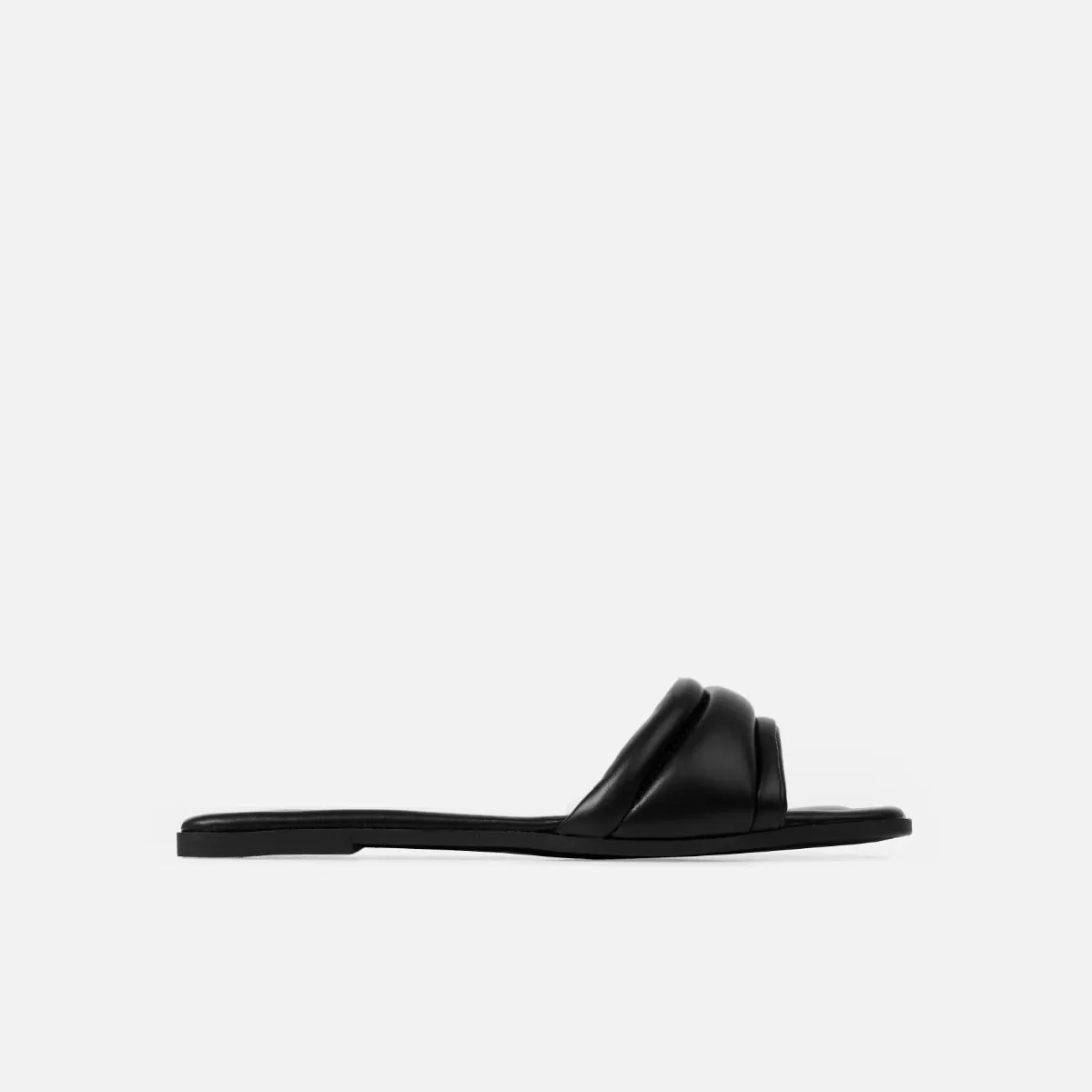Aila Black Padded Flat Sandals