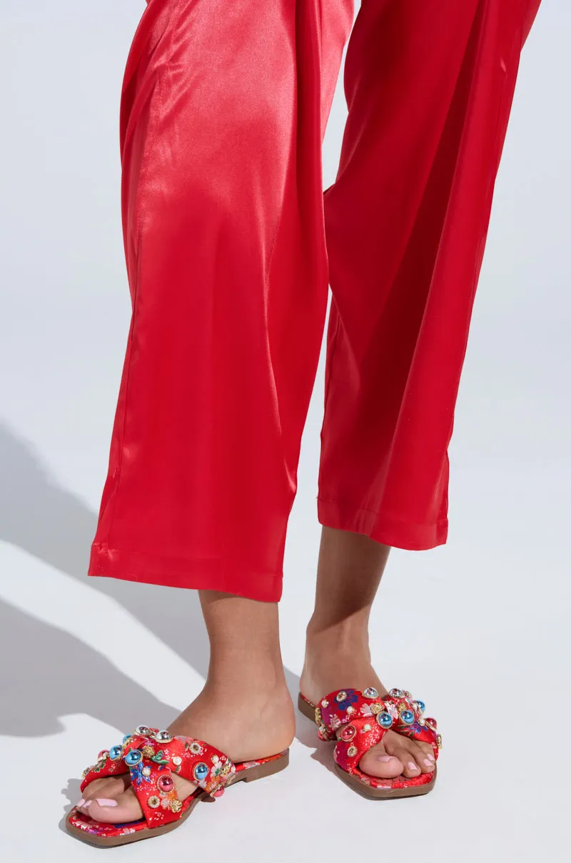 AKIRA RAMSEY RED FLAT SANDAL
