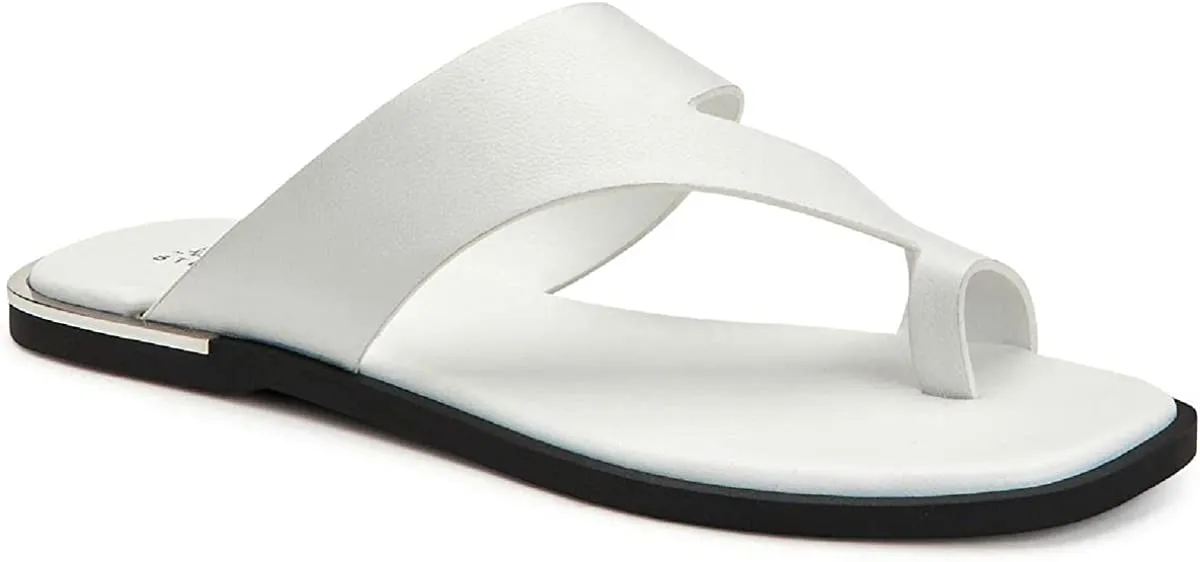 Alfani Womens Freddee Leather Toe-Ring Thong Sandals White 7 Medium (B,M)