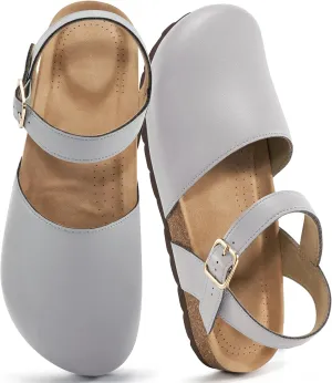 Alicegana Closed Toe Sandals for Women – Arch Support Dressy Flat Sandals Comfortable Summer Shoes 2025