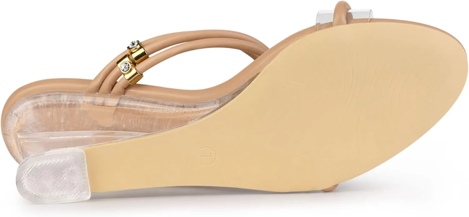 Allegra K Women's Low Wedges Clear Heel Sandals