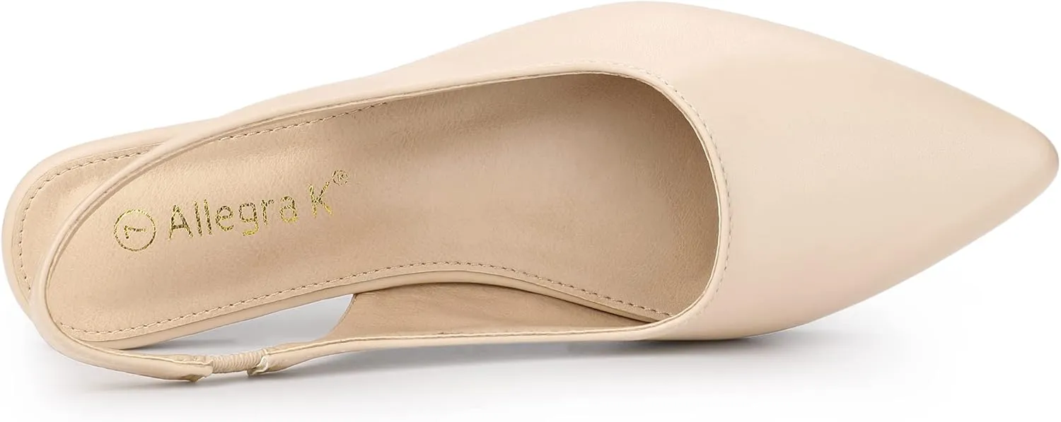 Allegra K Women's Pointed Toe Pumps Slingback Flat Pumps