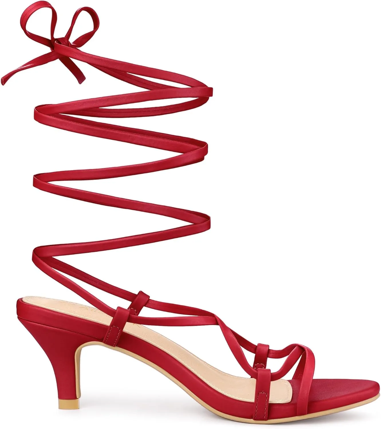 Allegra K Women's Strappy Lace Up Kitten Heels Sandals