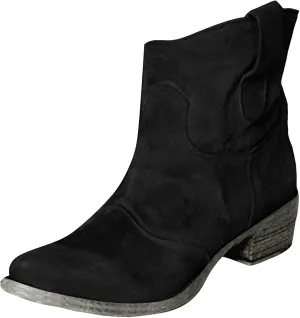 AMDBEL Boots for Women Ankle Booties, Women's Ankle Boots Chunky Low Heel Suede Mid Calf Zipper Cowboy Boots Winter Booties