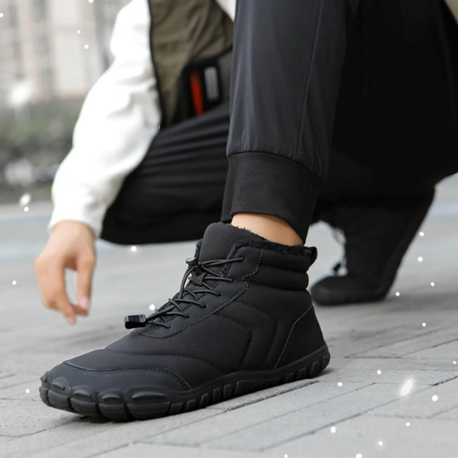 AMDBEL SWinter Barefoot Shoes Women Men, Hiking Footwear Barefoot Snow Boots, Warm Non-Slip Waterproof Barefoot Shoes