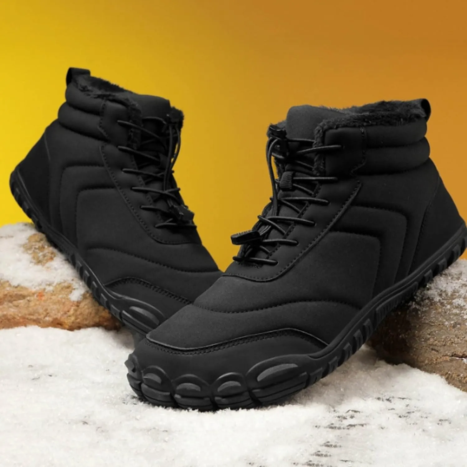 AMDBEL SWinter Barefoot Shoes Women Men, Hiking Footwear Barefoot Snow Boots, Warm Non-Slip Waterproof Barefoot Shoes