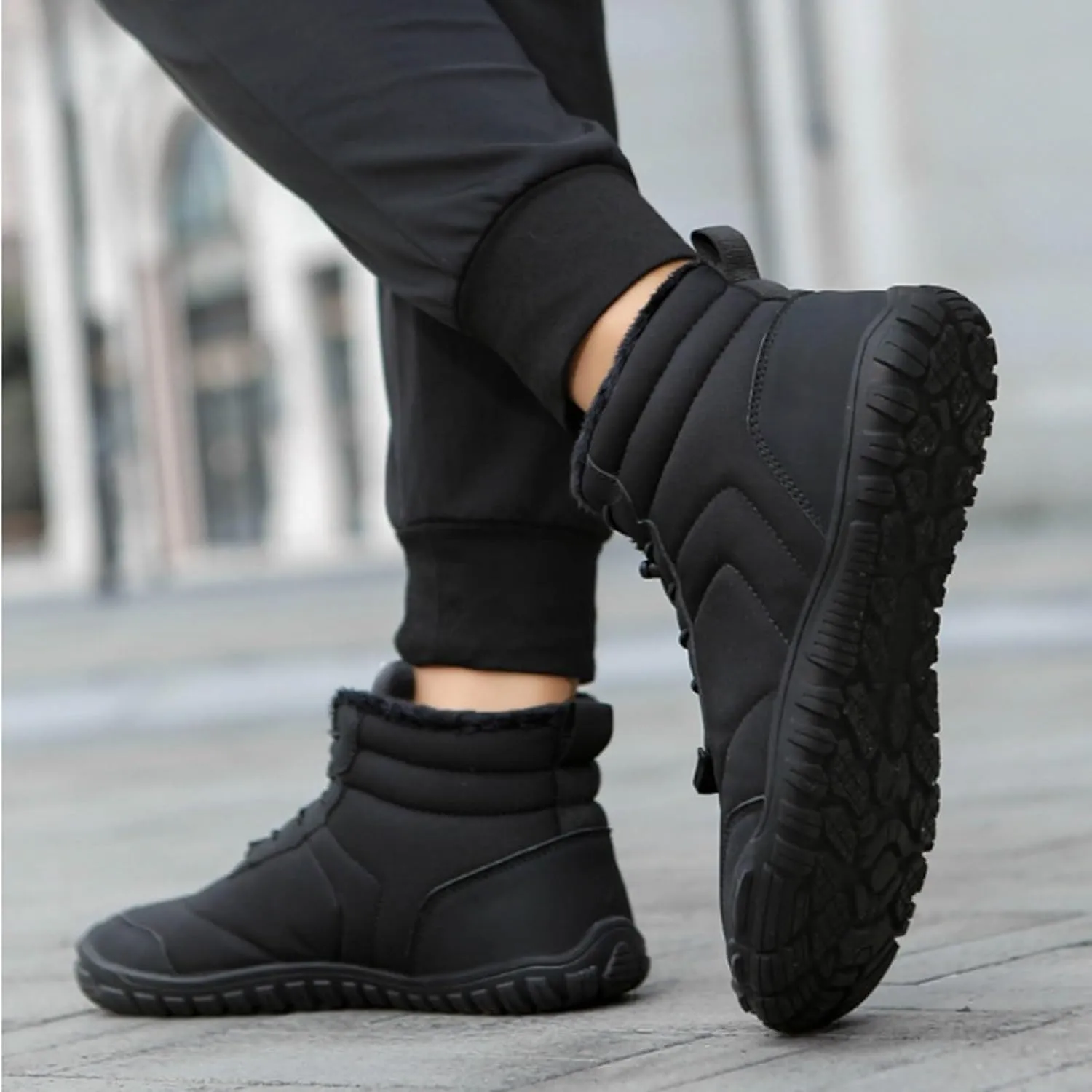 AMDBEL SWinter Barefoot Shoes Women Men, Hiking Footwear Barefoot Snow Boots, Warm Non-Slip Waterproof Barefoot Shoes