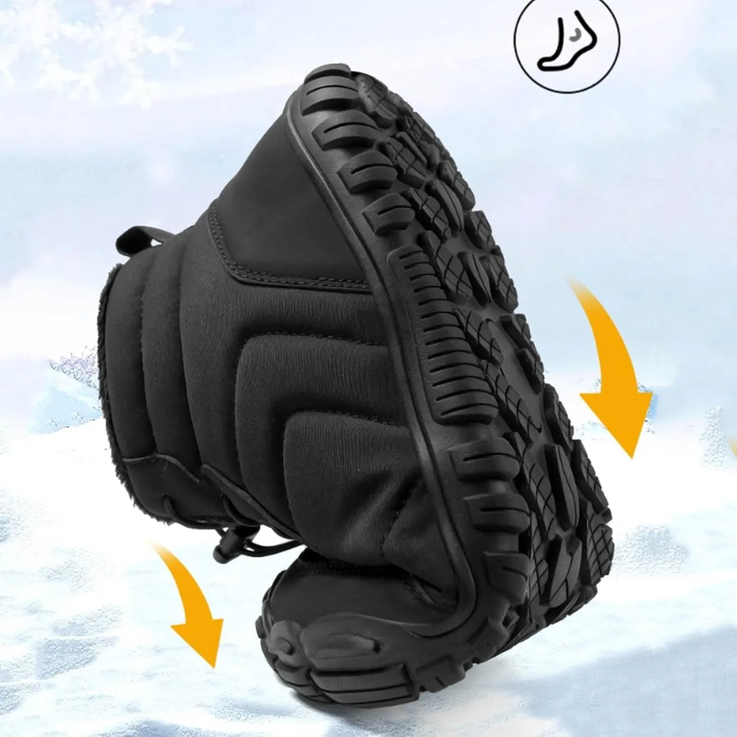 AMDBEL SWinter Barefoot Shoes Women Men, Hiking Footwear Barefoot Snow Boots, Warm Non-Slip Waterproof Barefoot Shoes