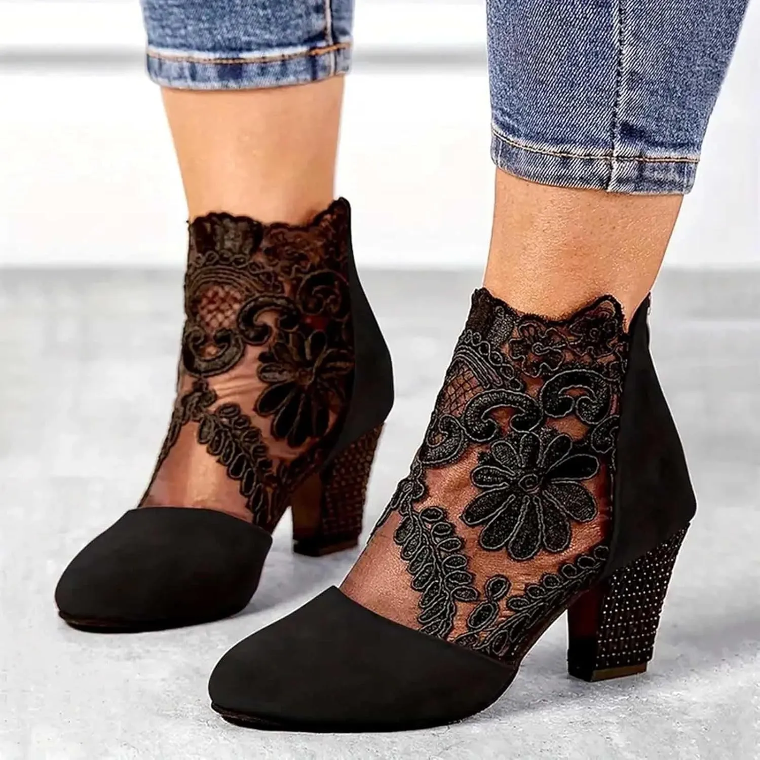 AMDBEL Winter Boots for Women 2024 Ankle Booties Sexy Chunky Heel Short Boots Fashion Boots Pointd Toe Fall Winter Shoes