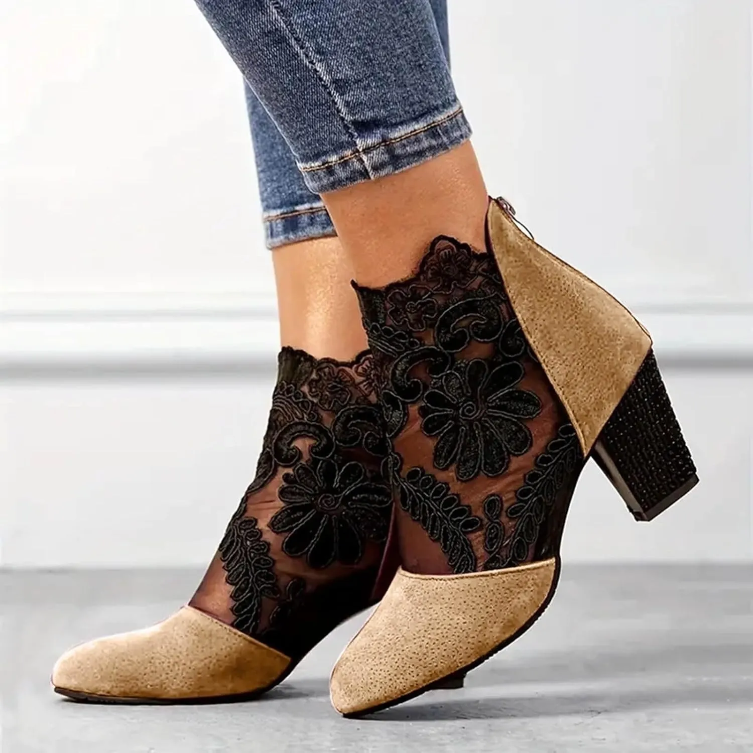 AMDBEL Winter Boots for Women 2024 Ankle Booties Sexy Chunky Heel Short Boots Fashion Boots Pointd Toe Fall Winter Shoes