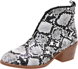 AMDBEL Winter Boots for Women 2024 Ankle Boots Casual V Cut Slip On Chunky Heel Short Fall Winter Bootie Shoes
