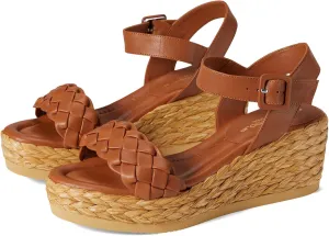 André Assous Womens Cecilia Leather Wedge Sandals Brown 9 Medium (B,M)