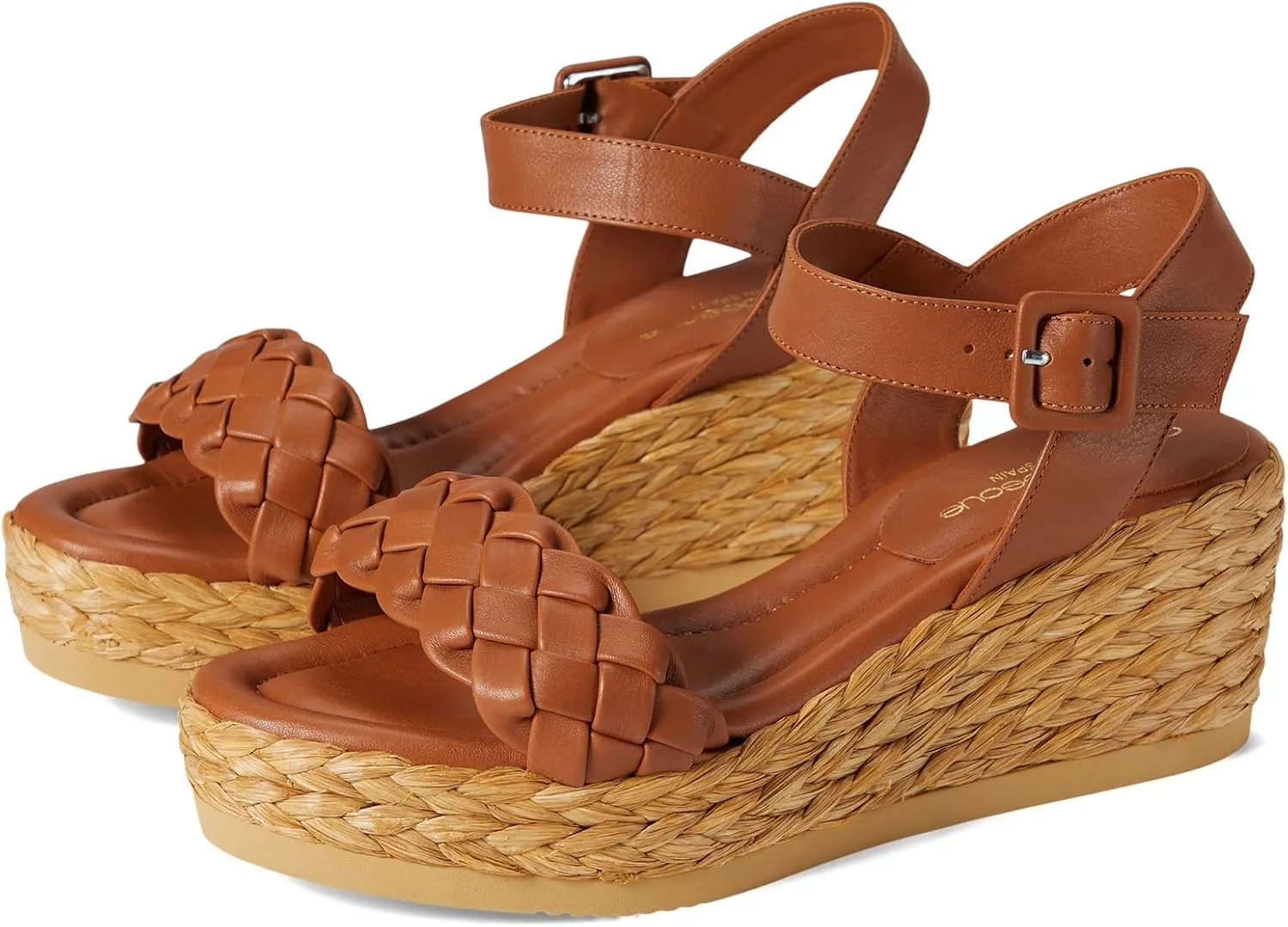 André Assous Womens Cecilia Leather Wedge Sandals Brown 9 Medium (B,M)