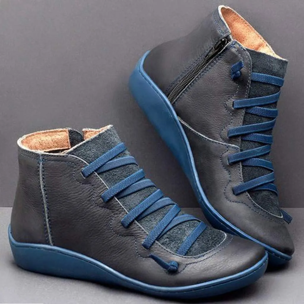 Ankle Boots for Women Arch Support Womens Low Heel Fashion Lace Up Zipper Booties Cowboy Cowgirl Walking Short Bootie