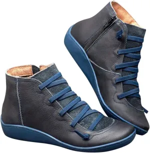 Ankle Boots for Women Arch Support Womens Low Heel Fashion Lace Up Zipper Booties Cowboy Cowgirl Walking Short Bootie