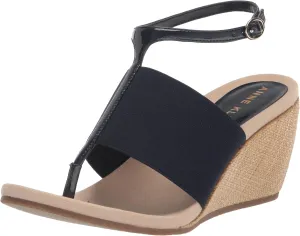 Anne Klein Womens Ikari Patent Thong Wedge Sandals