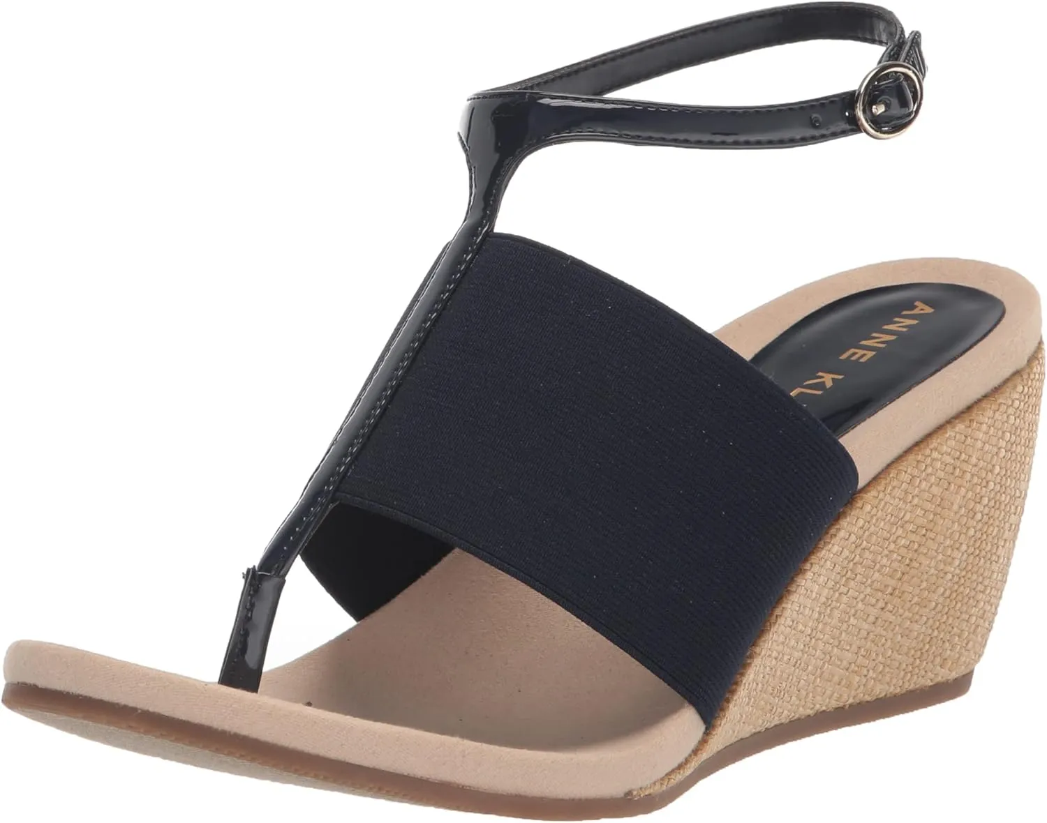 Anne Klein Womens Ikari Patent Thong Wedge Sandals
