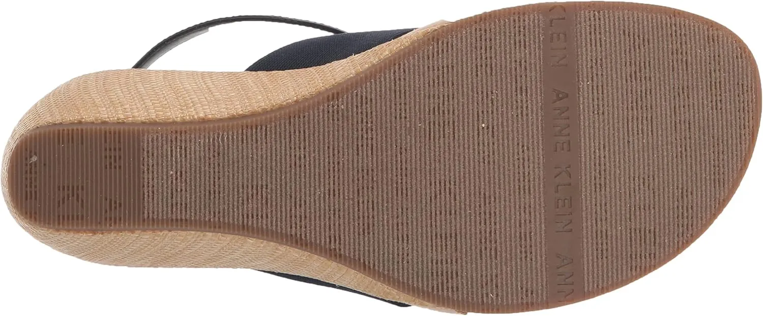 Anne Klein Womens Ikari Patent Thong Wedge Sandals