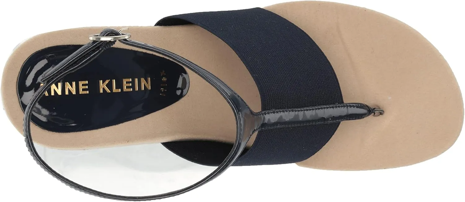 Anne Klein Womens Ikari Patent Thong Wedge Sandals