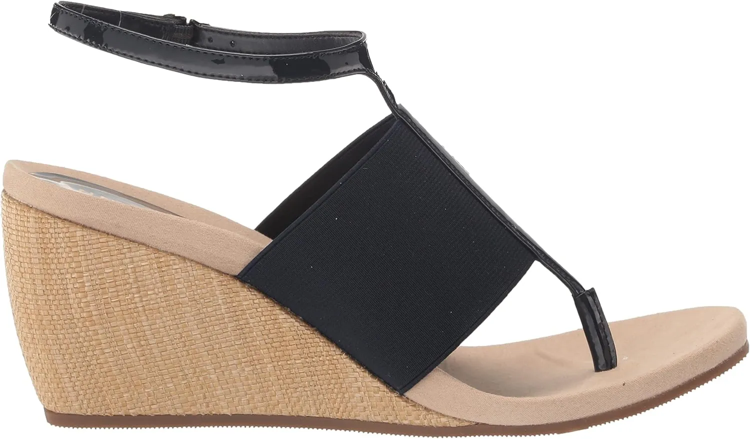Anne Klein Womens Ikari Patent Thong Wedge Sandals