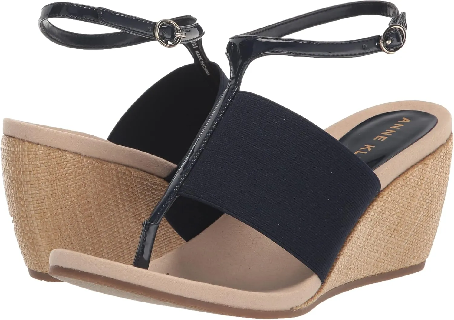 Anne Klein Womens Ikari Patent Thong Wedge Sandals
