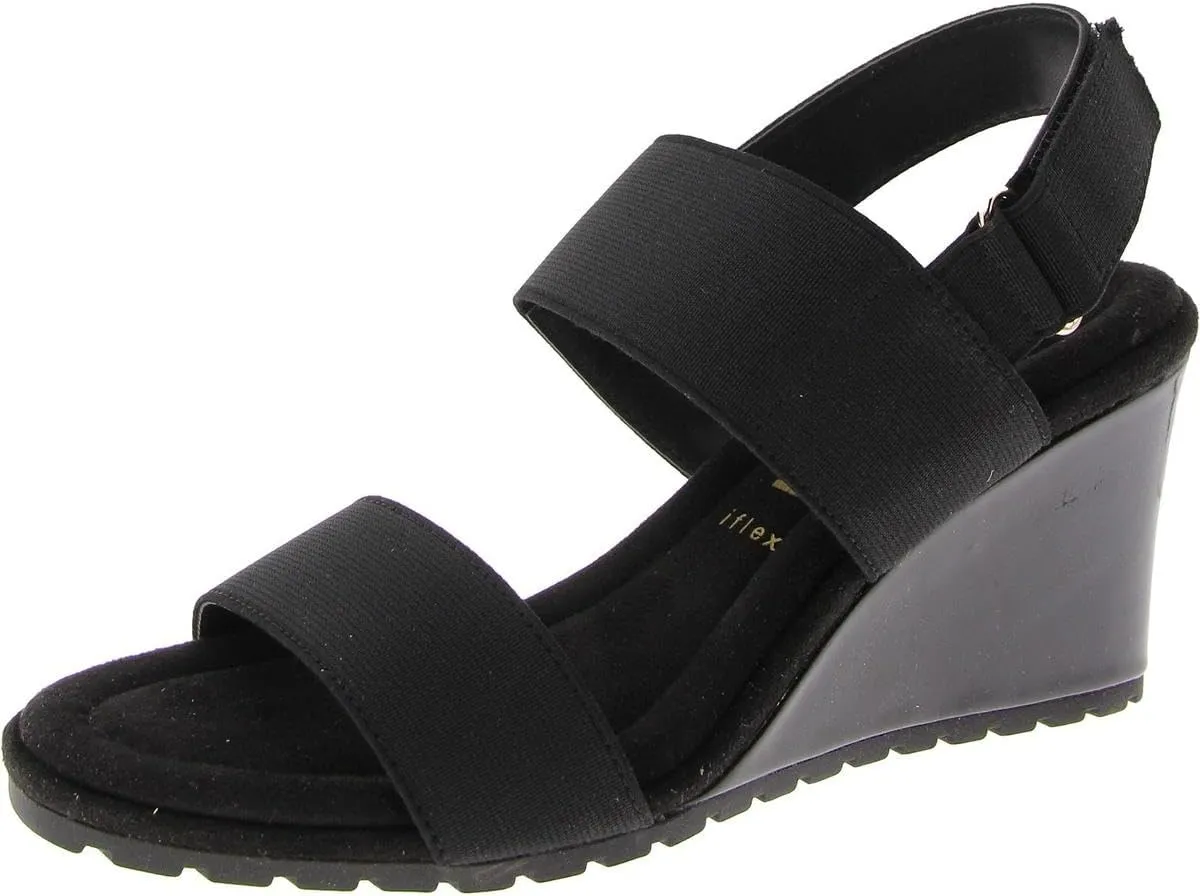 Anne Klein Womens Sly Canvas Dressy Wedge Sandals