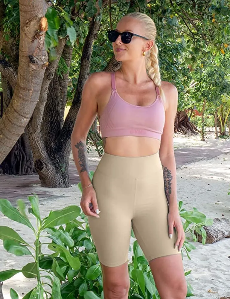 Aoliks Biker Shorts Women with Pockets - 8" High Waisted Tummy Control Running Workout Spandex Gym Volleyball Yoga Shorts