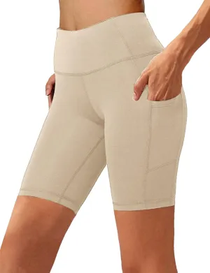 Aoliks Biker Shorts Women with Pockets - 8" High Waisted Tummy Control Running Workout Spandex Gym Volleyball Yoga Shorts