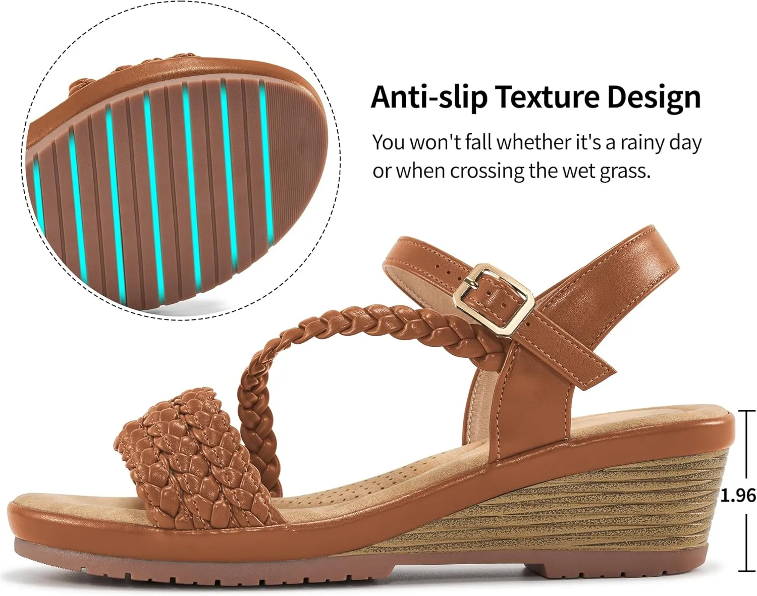 Aomigoct Wedge Sandals for Women Dressy: Comfortable Strappy Womens Platform Sandals - Casual Summer Wedding Walking Shoes