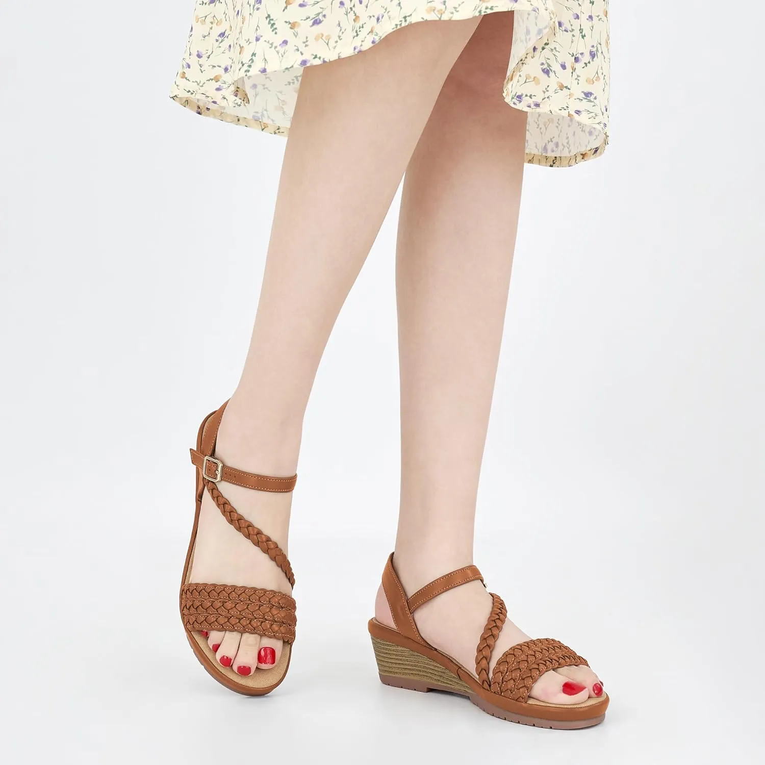 Aomigoct Wedge Sandals for Women Dressy: Comfortable Strappy Womens Platform Sandals - Casual Summer Wedding Walking Shoes