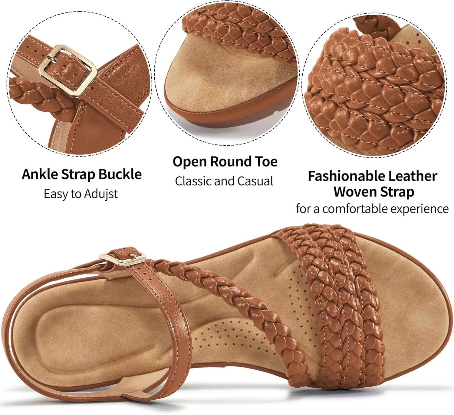 Aomigoct Wedge Sandals for Women Dressy: Comfortable Strappy Womens Platform Sandals - Casual Summer Wedding Walking Shoes