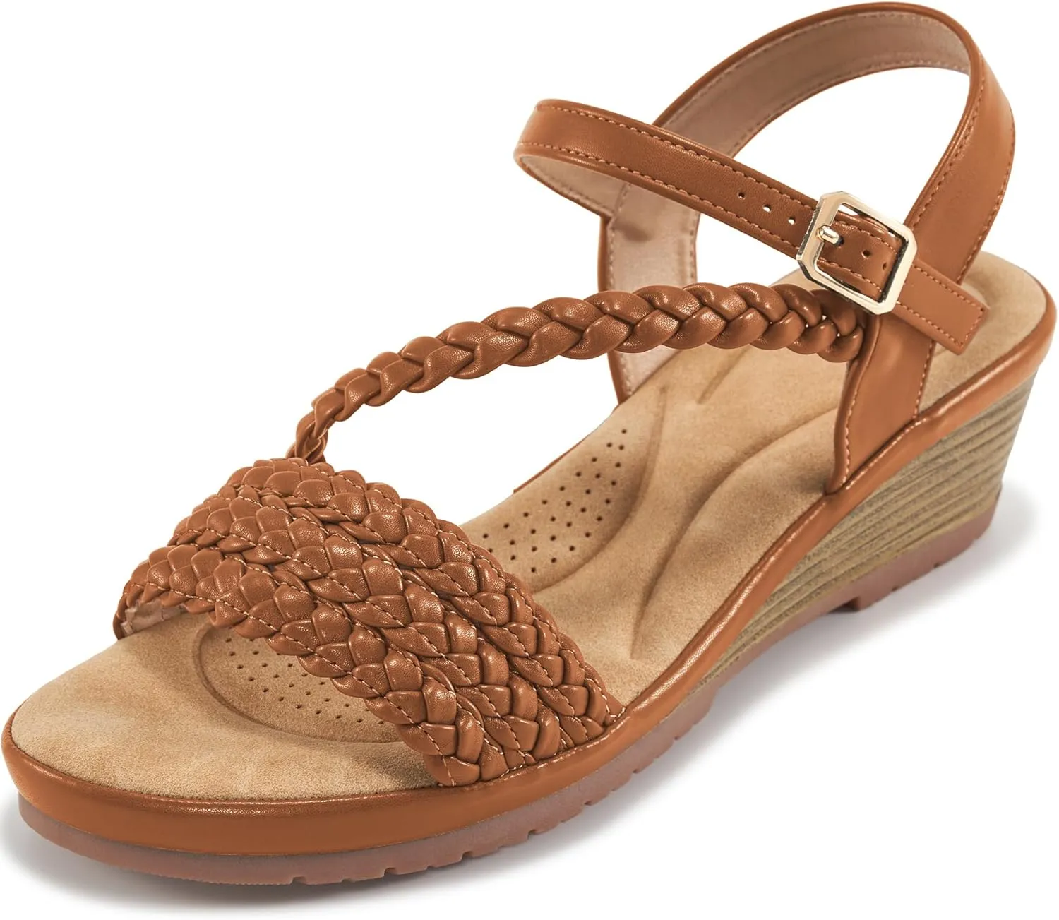 Aomigoct Wedge Sandals for Women Dressy: Comfortable Strappy Womens Platform Sandals - Casual Summer Wedding Walking Shoes