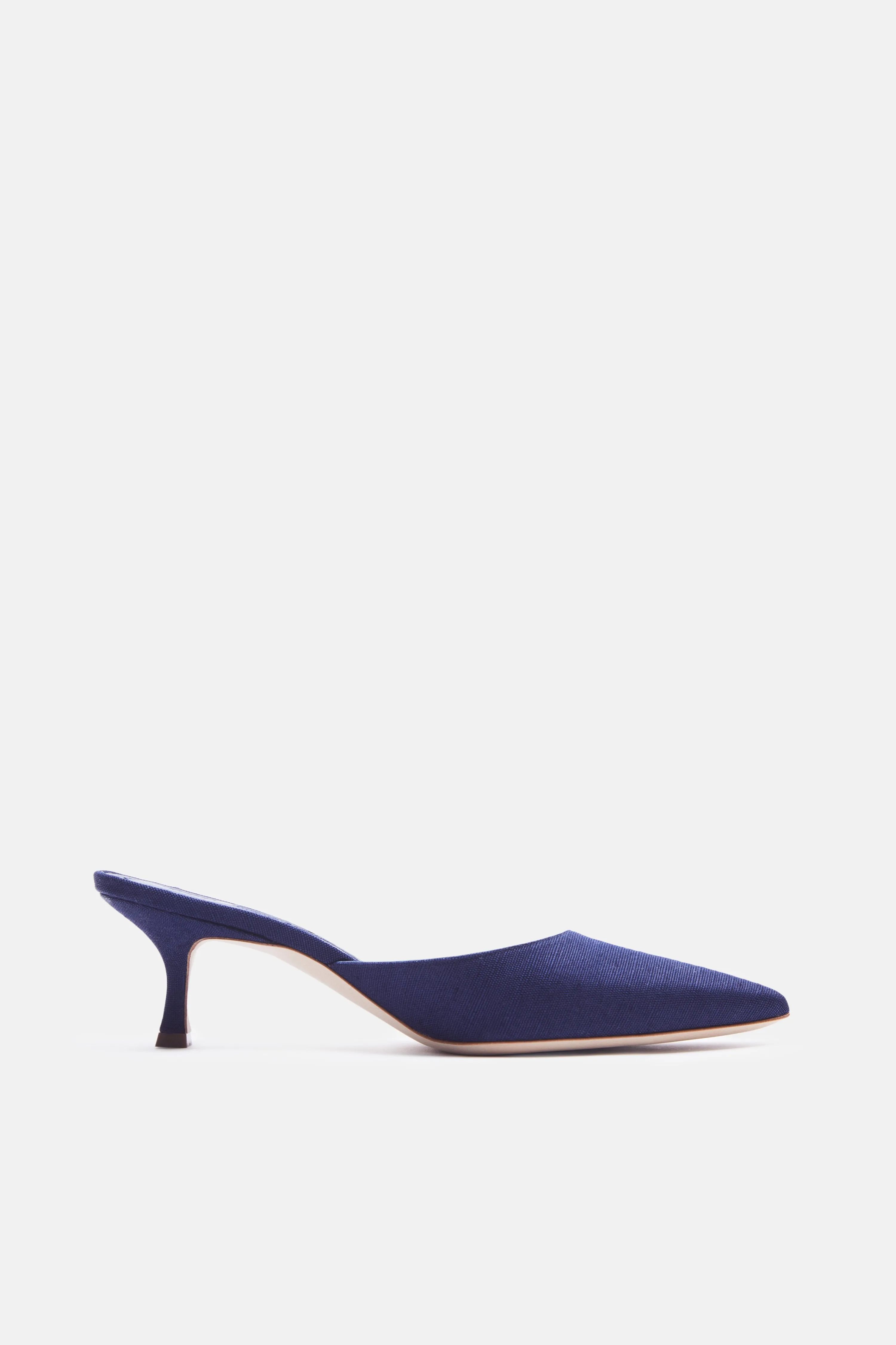 Arriga Pointy Toe Mule - Navy Linen