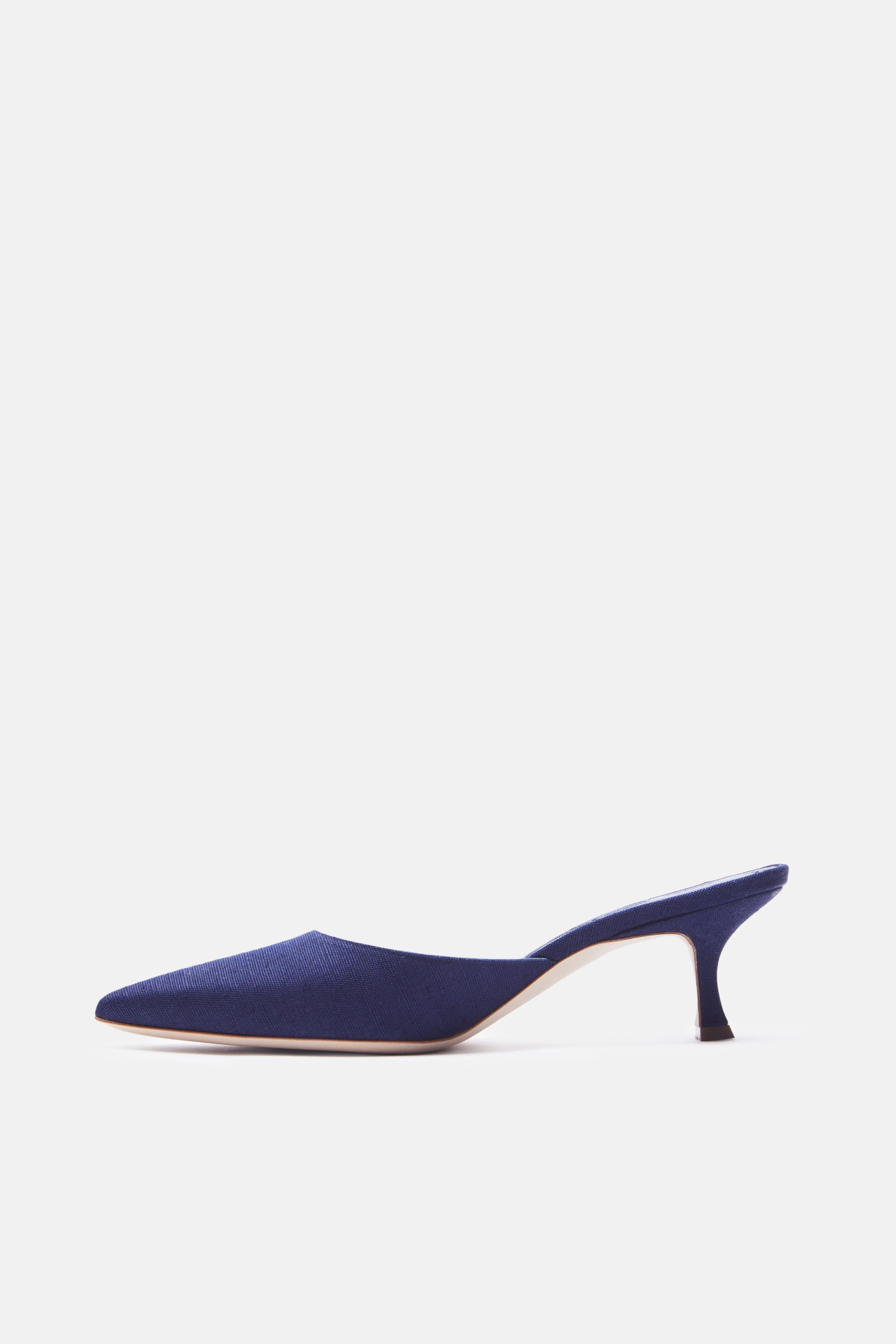 Arriga Pointy Toe Mule - Navy Linen