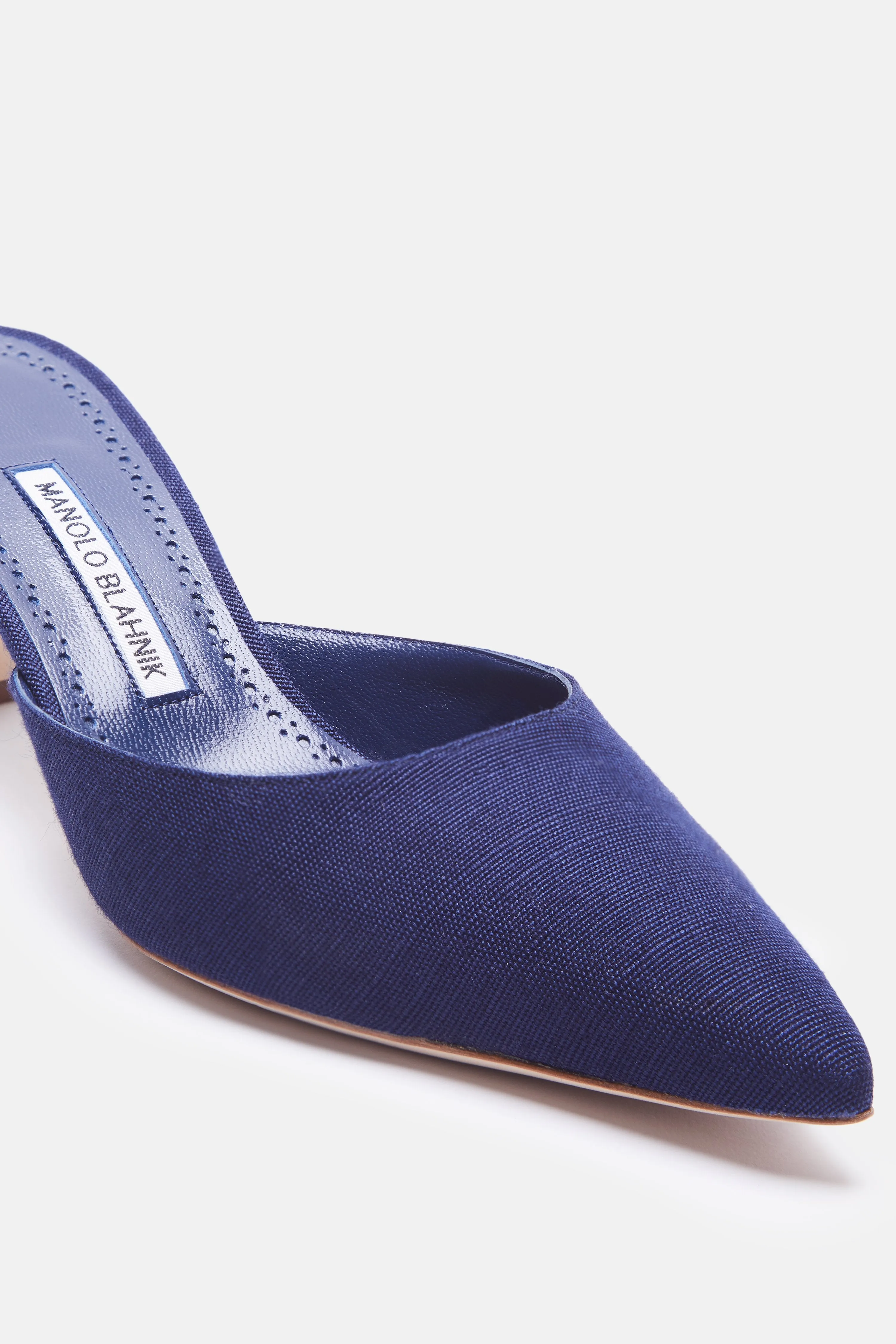Arriga Pointy Toe Mule - Navy Linen